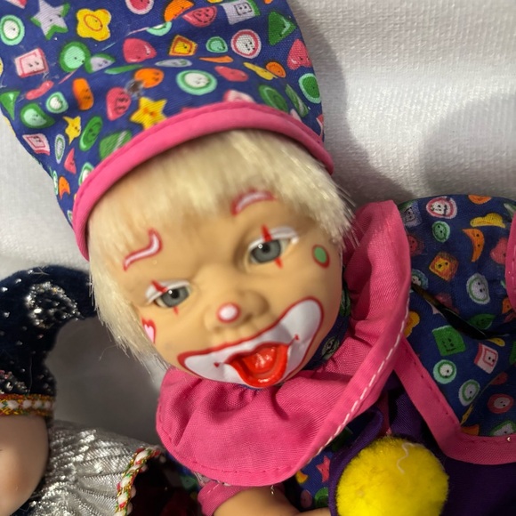 Vintage Circus Clown Jester Dolls Set Toy Collector Posable Body - Picture 5 of 11